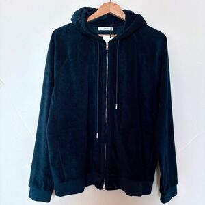 Mr P. Navy Blue Cotton Terry Velour Zip Up Hoodie Mens Luxury Loungewear XL NEW